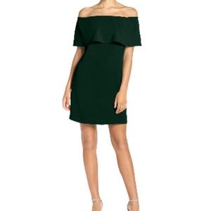 Charles Henry Pine Off the Shoulder Dress